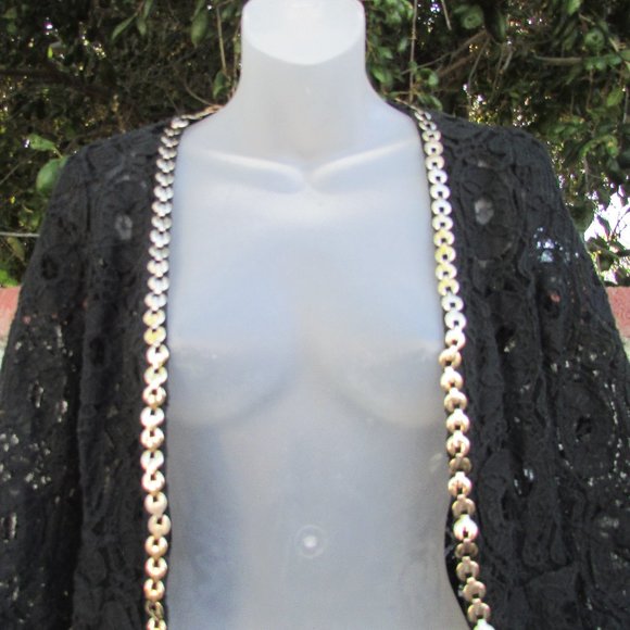 Drole De Copine Paris black crochetedopem front top M - Picture 3 of 8